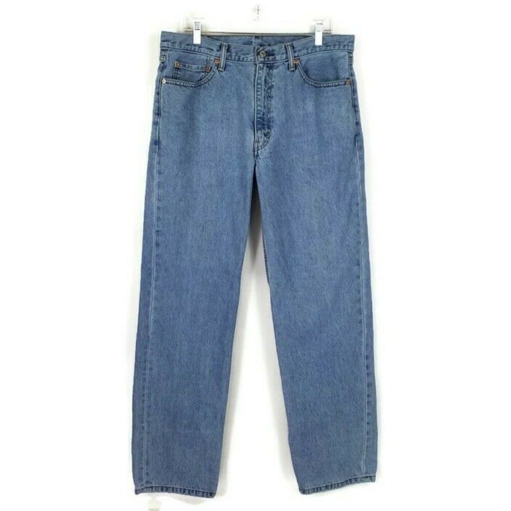 Levi's 550 Light Wash Cotton Red Tab Relaxed Fit Denim Jeans Mens 35.5x32.75